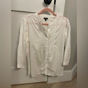 Talbots White Cotton Blouse with Pintuck Details
